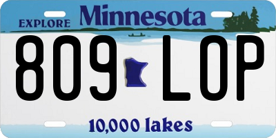 MN license plate 809LOP