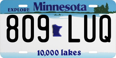MN license plate 809LUQ