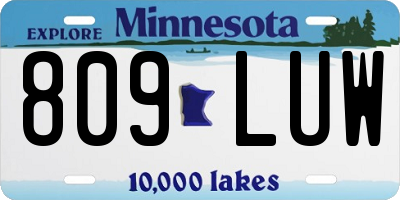 MN license plate 809LUW