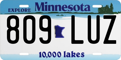 MN license plate 809LUZ