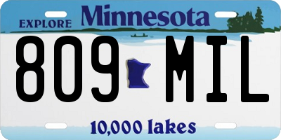 MN license plate 809MIL