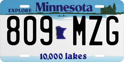 MN license plate 809MZG