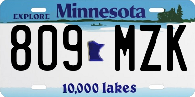 MN license plate 809MZK