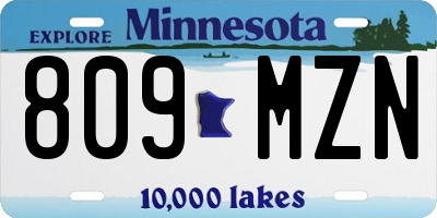 MN license plate 809MZN