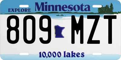 MN license plate 809MZT