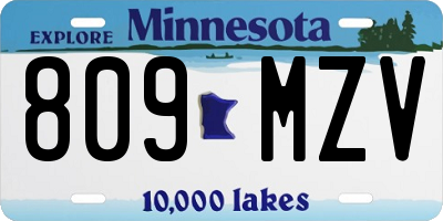 MN license plate 809MZV