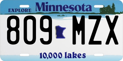MN license plate 809MZX
