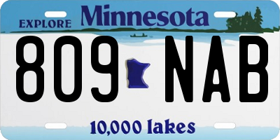 MN license plate 809NAB