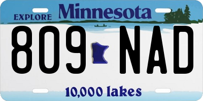 MN license plate 809NAD