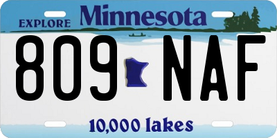 MN license plate 809NAF