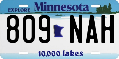 MN license plate 809NAH