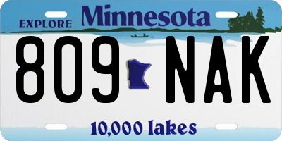 MN license plate 809NAK