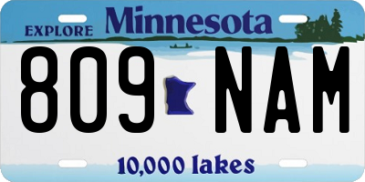 MN license plate 809NAM