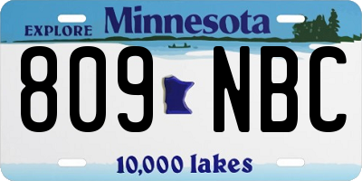 MN license plate 809NBC