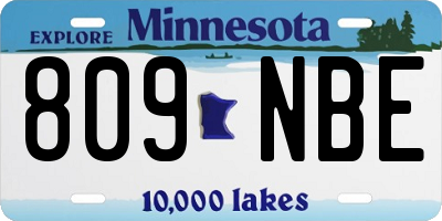 MN license plate 809NBE