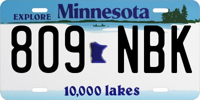 MN license plate 809NBK