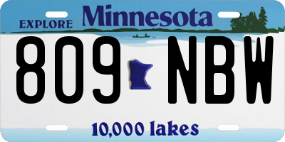 MN license plate 809NBW
