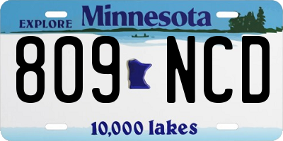 MN license plate 809NCD