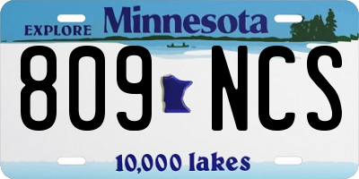 MN license plate 809NCS