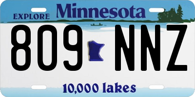 MN license plate 809NNZ