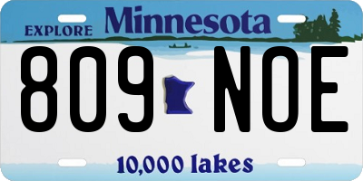 MN license plate 809NOE