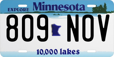 MN license plate 809NOV