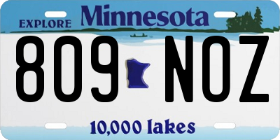 MN license plate 809NOZ