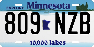MN license plate 809NZB