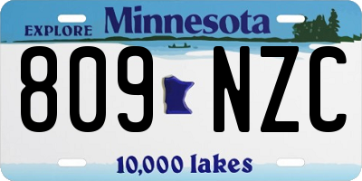 MN license plate 809NZC