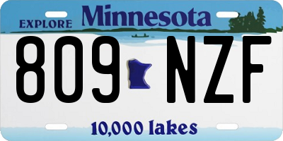MN license plate 809NZF