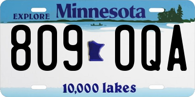 MN license plate 809OQA