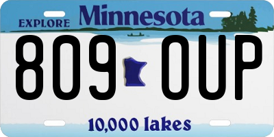 MN license plate 809OUP