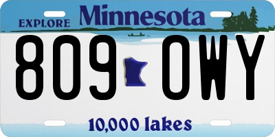 MN license plate 809OWY