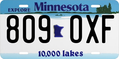 MN license plate 809OXF