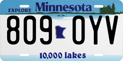 MN license plate 809OYV