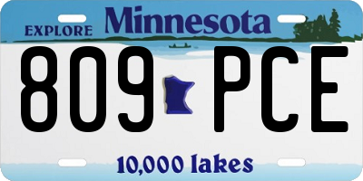 MN license plate 809PCE