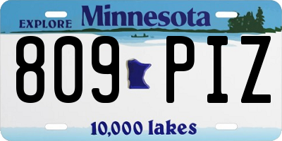 MN license plate 809PIZ