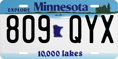 MN license plate 809QYX