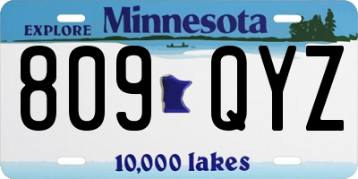 MN license plate 809QYZ