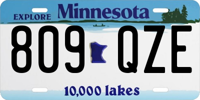 MN license plate 809QZE