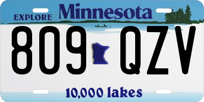 MN license plate 809QZV
