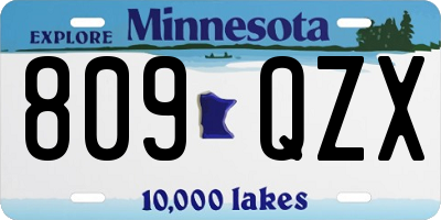 MN license plate 809QZX