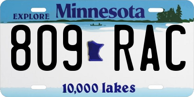 MN license plate 809RAC