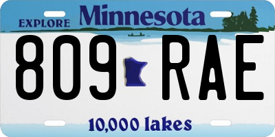 MN license plate 809RAE