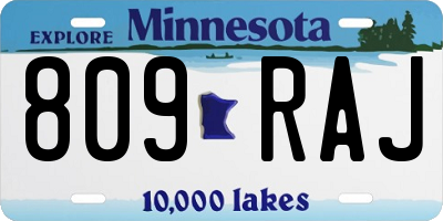 MN license plate 809RAJ
