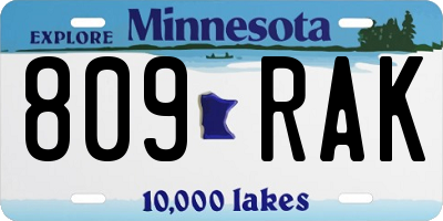 MN license plate 809RAK