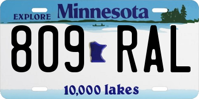 MN license plate 809RAL