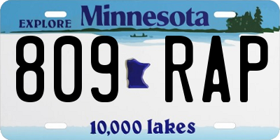MN license plate 809RAP
