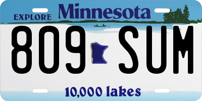 MN license plate 809SUM