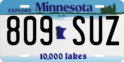 MN license plate 809SUZ